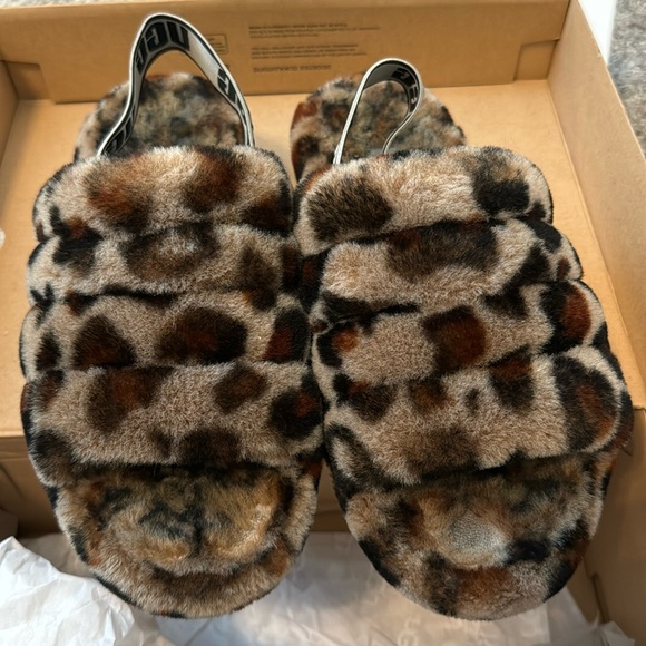 Ugg leopard print fluff yeah slide - Picture 1 of 4